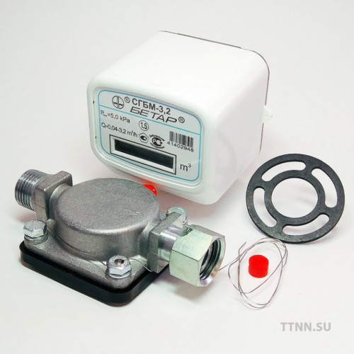 Счетчик газа Бетар СГБМ-3.2 г. Чистополь с накидной гайкой