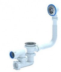 Сифон для ванны АНИ Пласт 1"1/2 Е250 с выпуском и переливом