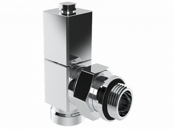 Ручной регулировки вентиль Royal Thermo угловой, хром, ручка куб 1/2
