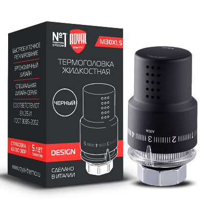 Термоголовка жидкостная Royal Thermo DESIGN М30х1,5 черный (корпус пластик)